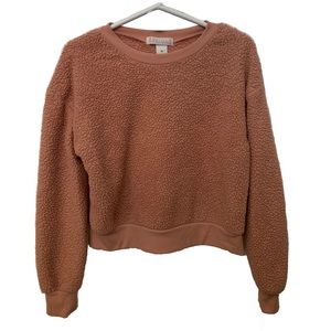 Cropped Coral Fuzzy Sweater